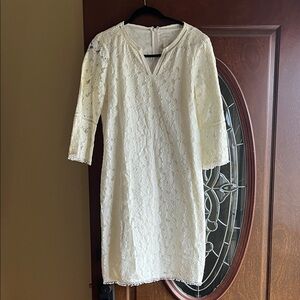 Chico's Cream Lace Long Sleeve Dress
